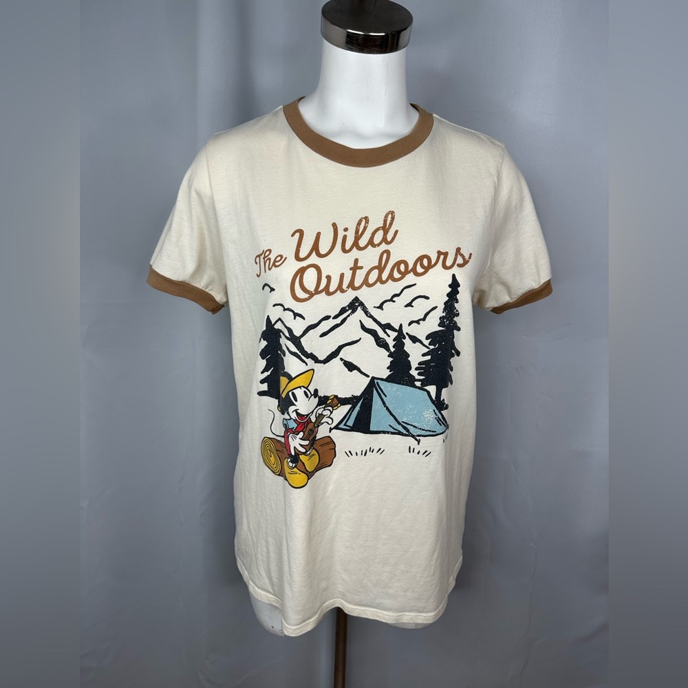 Disney Her Universe Mickey The Wild Outdoors Ringer Tee T- Shirt Sz Lg